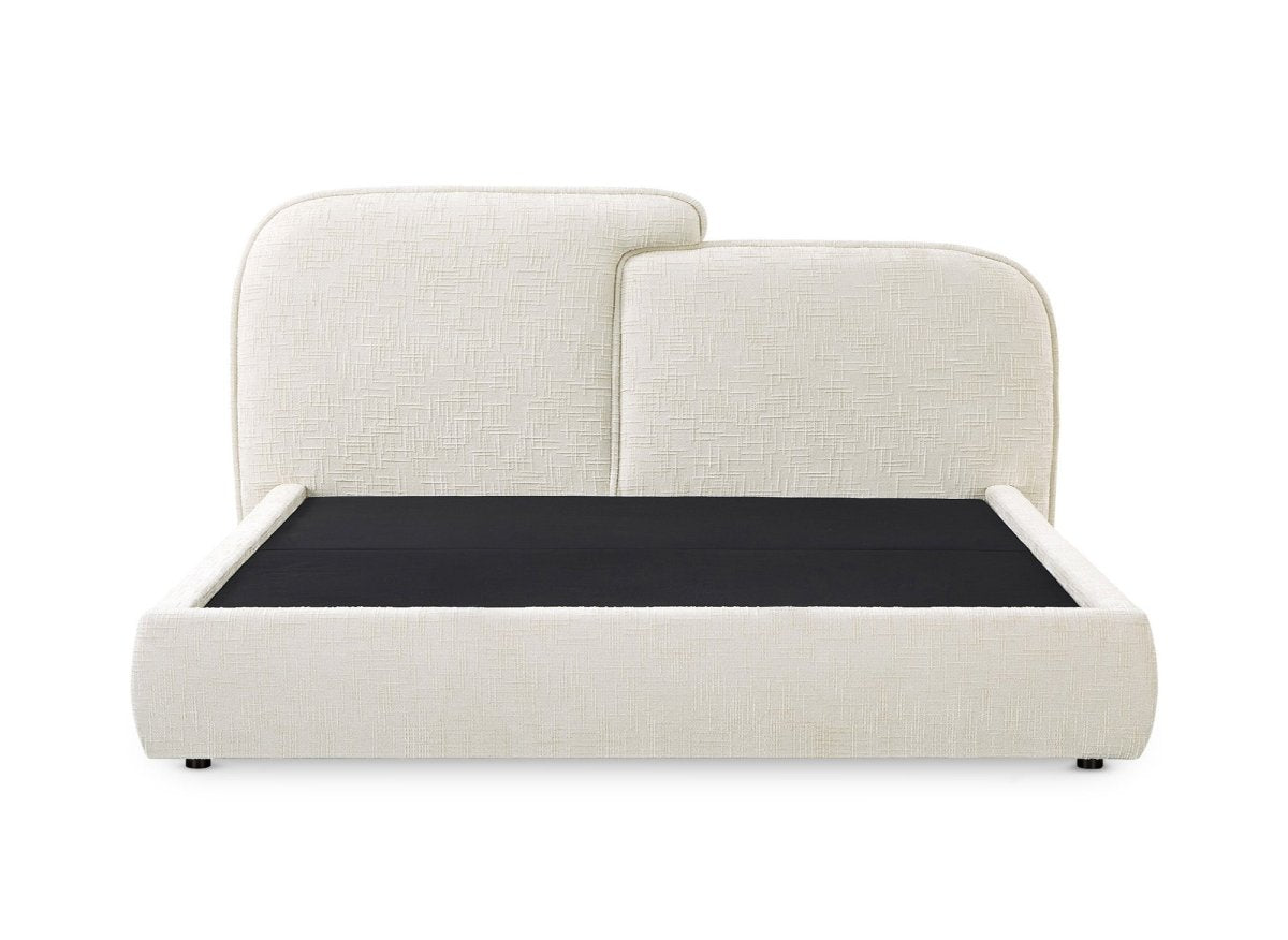 Lit coffre en velours chiné beige 180x200 cm MILENA - DécoInParis