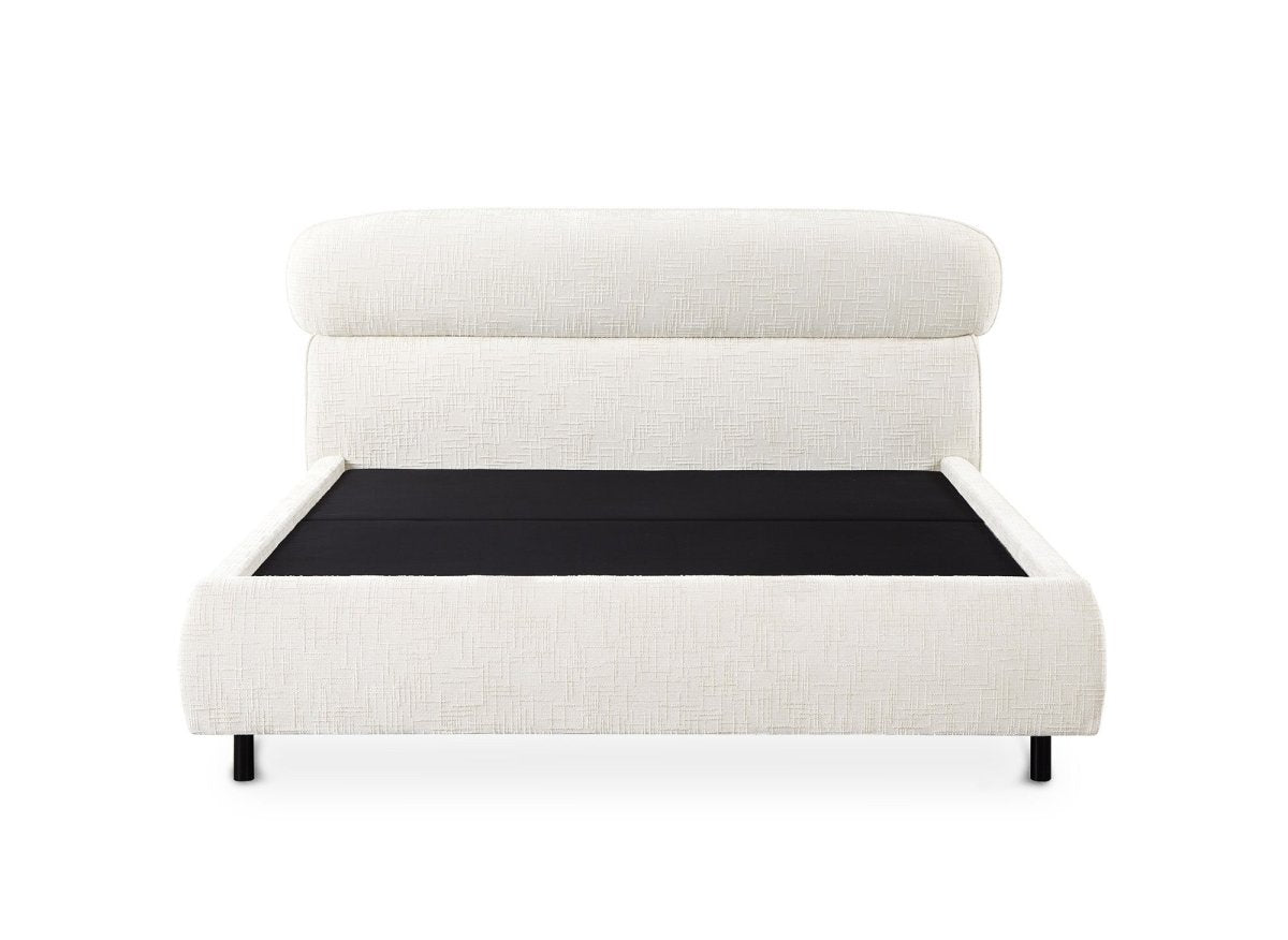 Lit coffre en velours chiné beige 180x200cm MELO - DécoInParis