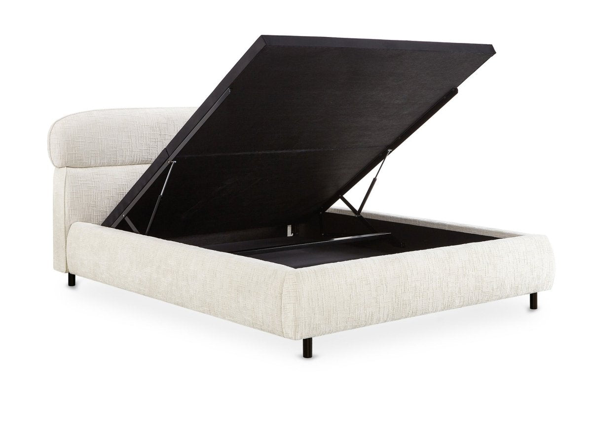 Lit coffre en velours chiné beige 180x200cm MELO - DécoInParis
