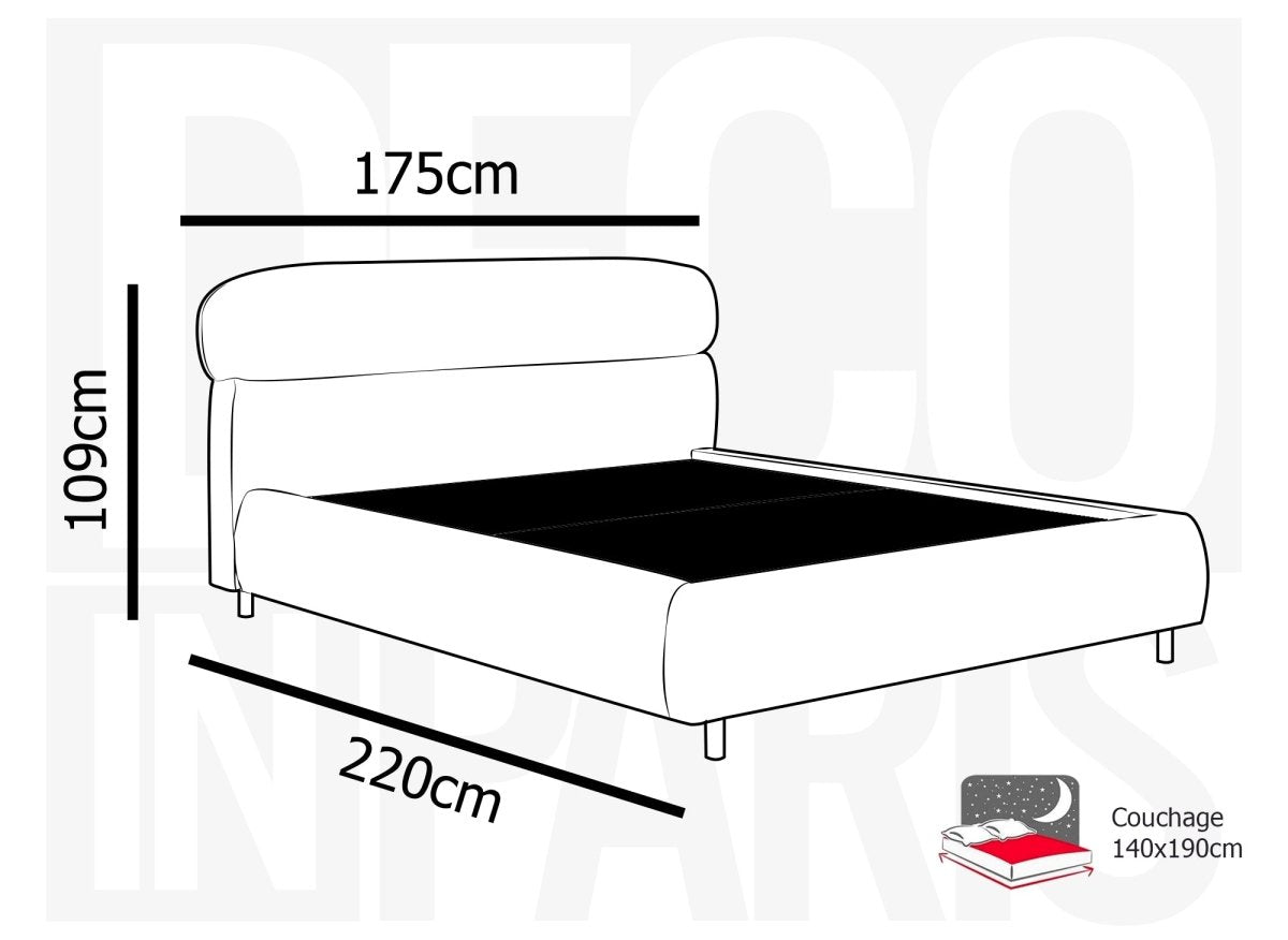 Lit coffre en velours chiné taupe 140x190cm MELO - DécoInParis