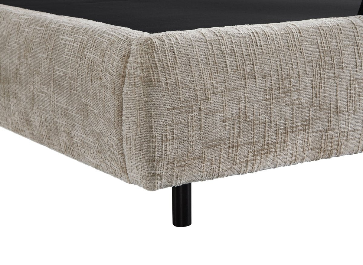 Lit coffre en velours chiné taupe 140x190cm MELO - DécoInParis