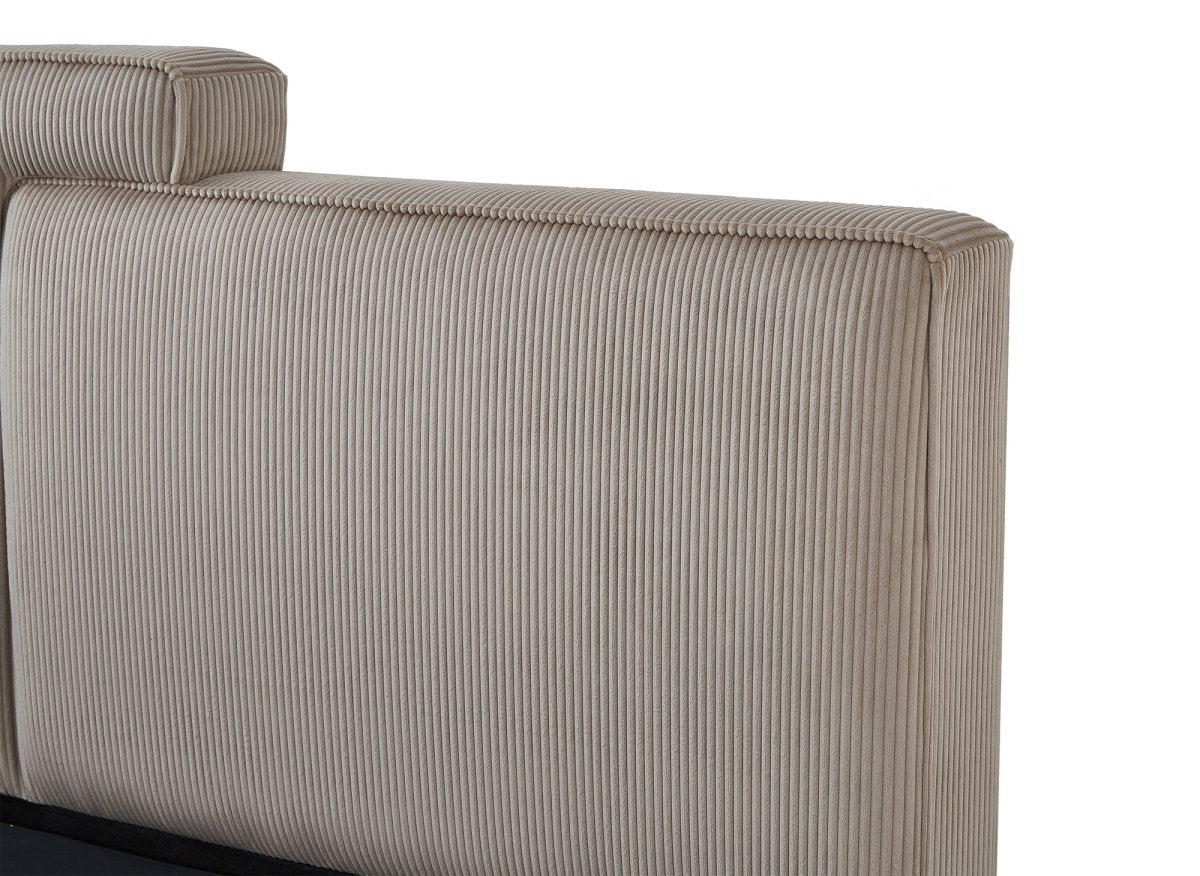 Lit coffre en velours côtelé taupe 140x190 cm ZELIA - DécoInParis