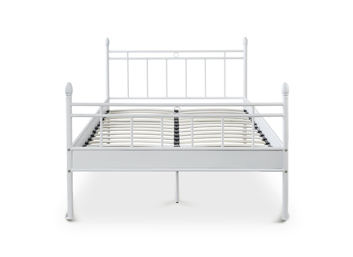 Lit double en métal blanc KADY 160 x 200 cm - DécoInParis