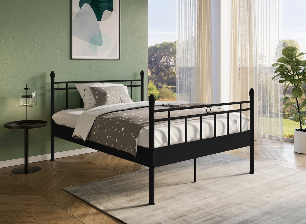 Lit double en métal noir KADY 160 x 200 cm - DécoInParis