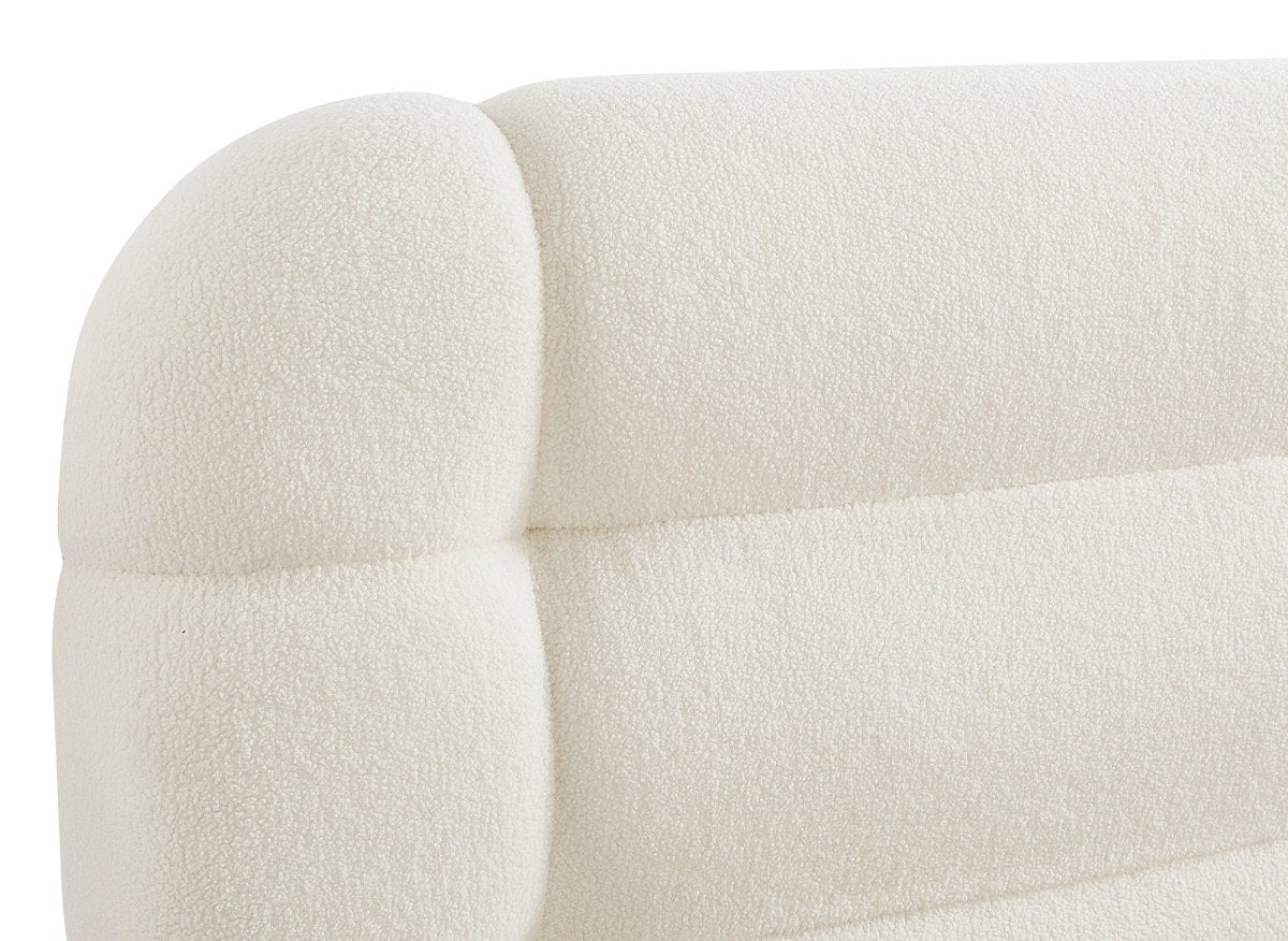 Lit double en tissu bouclette écru 180x200 cm YOURI - DécoInParis