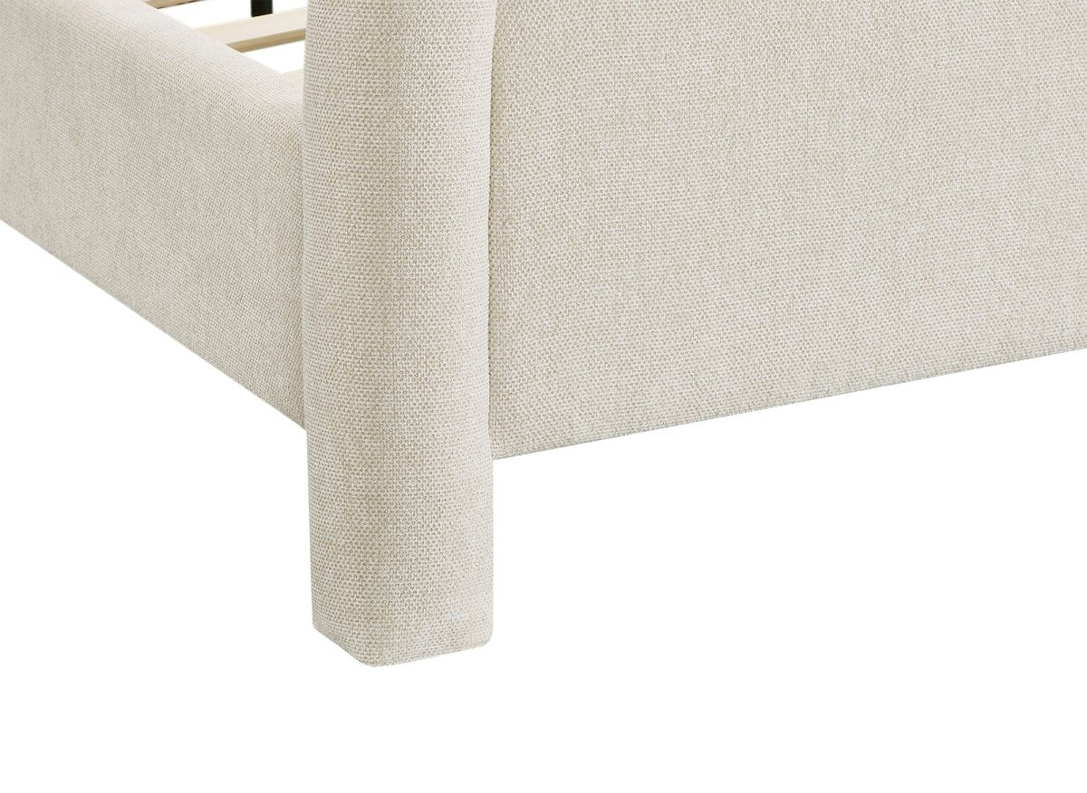 Lit double en tissu doux beige 180 x200 cm ANELA - DécoInParis