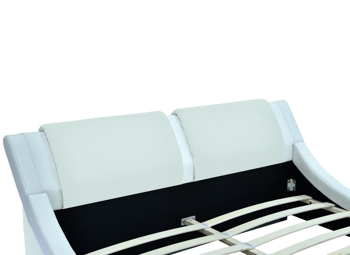 Lit en simili cuir blanc avec LED 140x190 cm ZEDA - DécoInParis