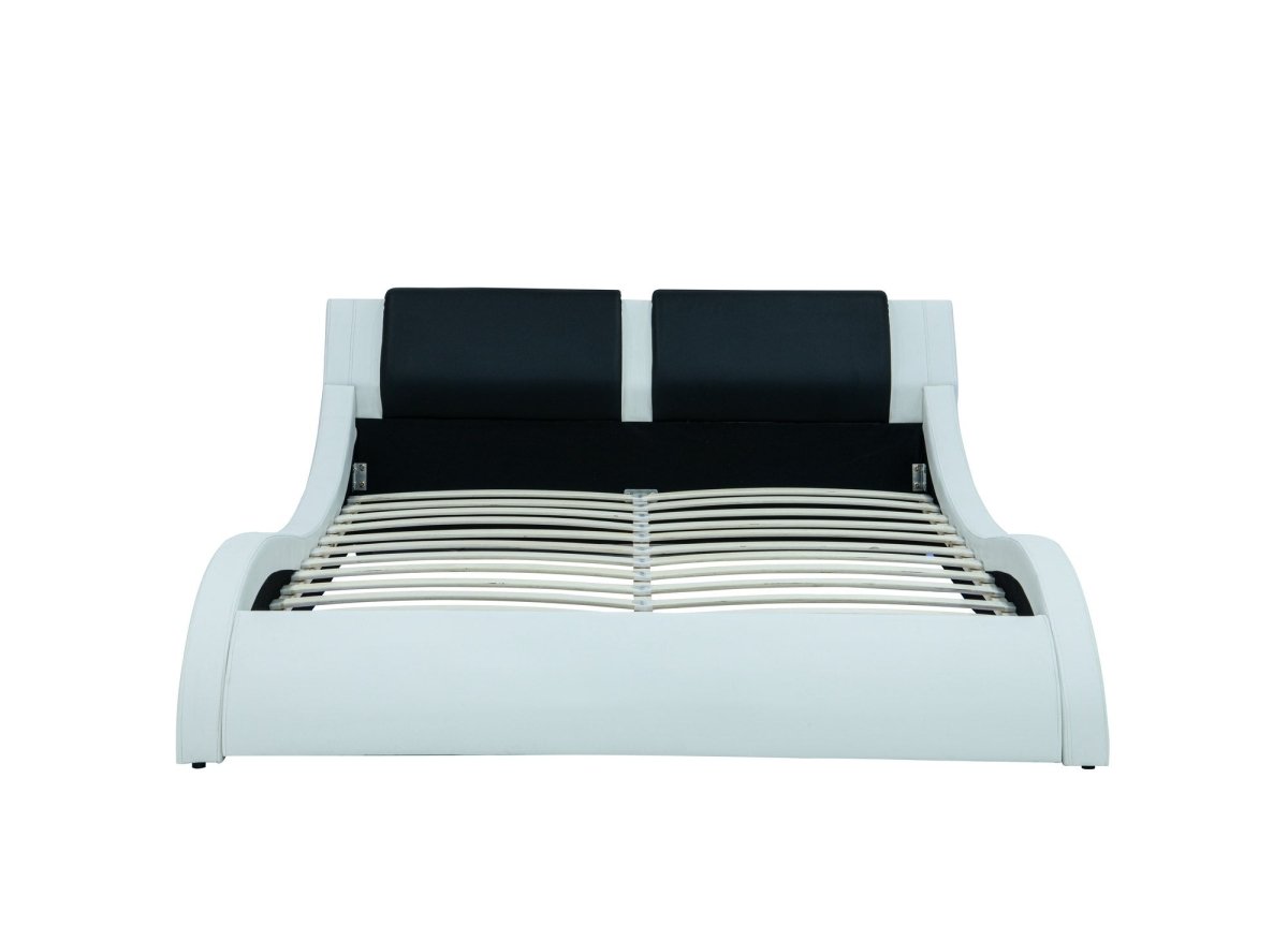 Lit en simili cuir noir et blanc avec LED 180x200 cm ZEDA - DécoInParis