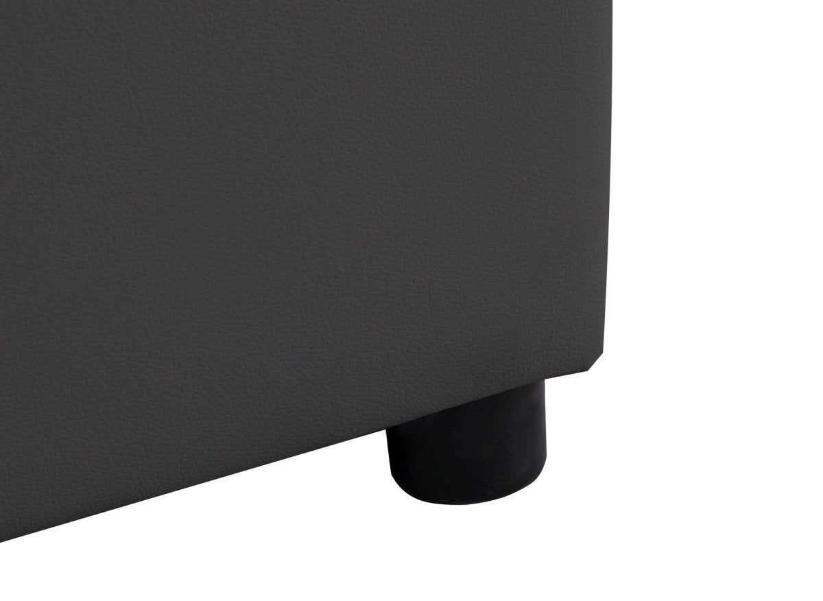 Lit sommier relevable avec coffre en simili cuir noir 140x190 cm LIZBAN - DécoInParis