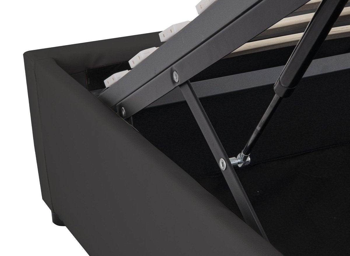 Lit sommier relevable avec coffre en simili cuir noir 160x200 cm LIZBAN - DécoInParis