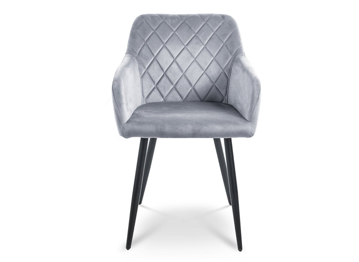 Lot de 2 chaises avec accoudoirs en velours gris KANA - DécoInParis