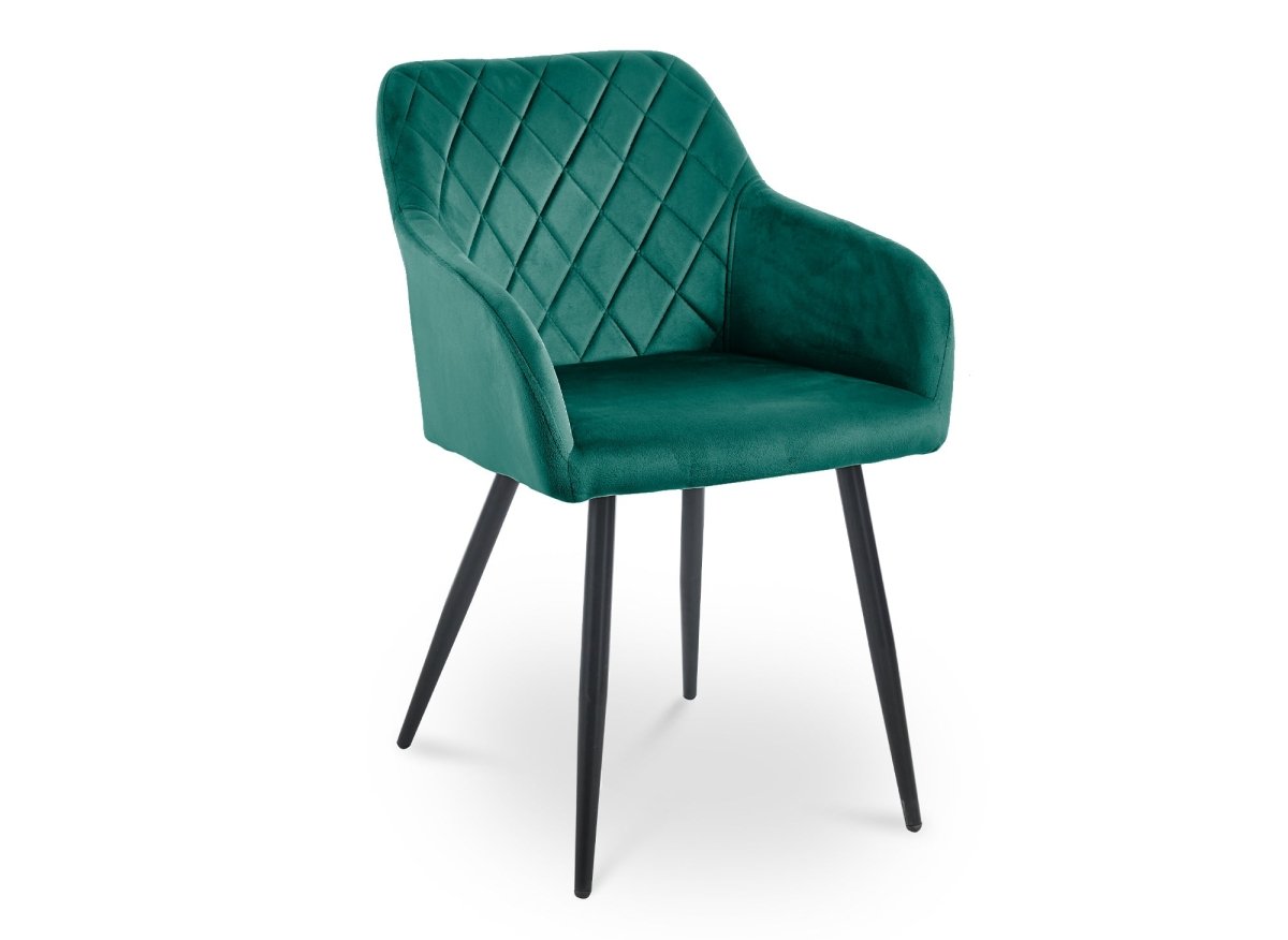 Lot de 2 chaises avec accoudoirs en velours vert KANA - DécoInParis