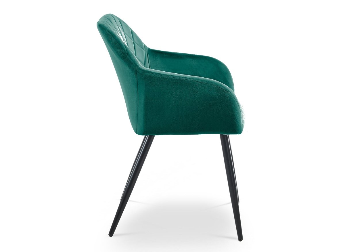 Lot de 2 chaises avec accoudoirs en velours vert KANA - DécoInParis