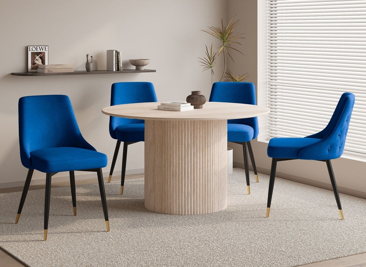 Lot de 2 chaises capitonnées en velours bleu DORINA - DécoInParis