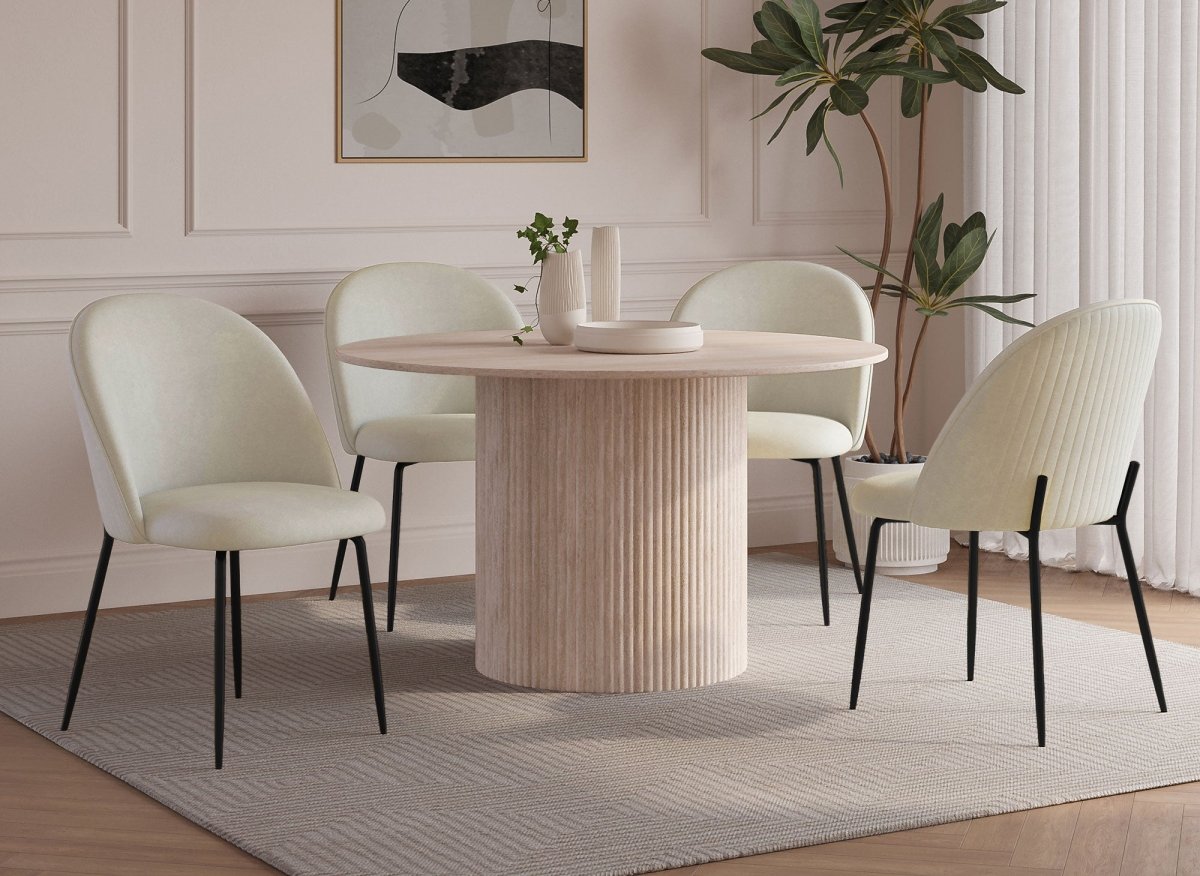 Lot de 2 chaises design en velours beige pieds noirs ARABEL - DécoInParis