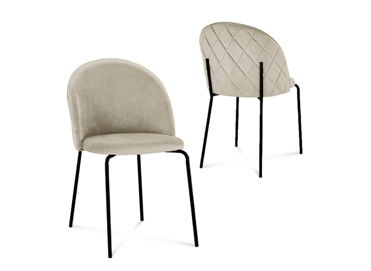Lot de 2 chaises design en velours beige pieds noirs KENNETH - DécoInParis