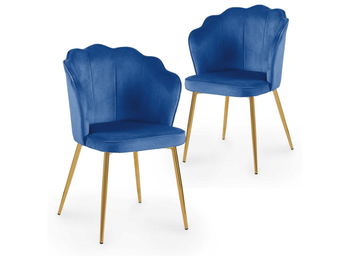 Lot de 2 chaises design en velours bleu GARANCE - DécoInParis
