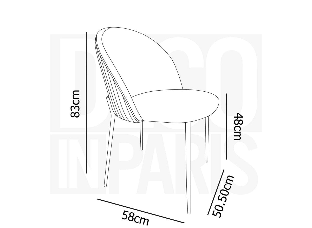 Lot de 2 chaises design en velours bleu pieds noirs ARABEL - DécoInParis