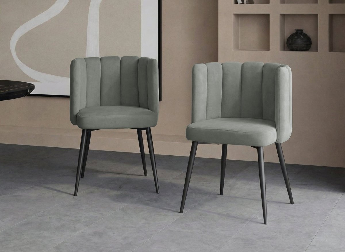 Lot de 2 chaises design en velours gris DEBBY - DécoInParis