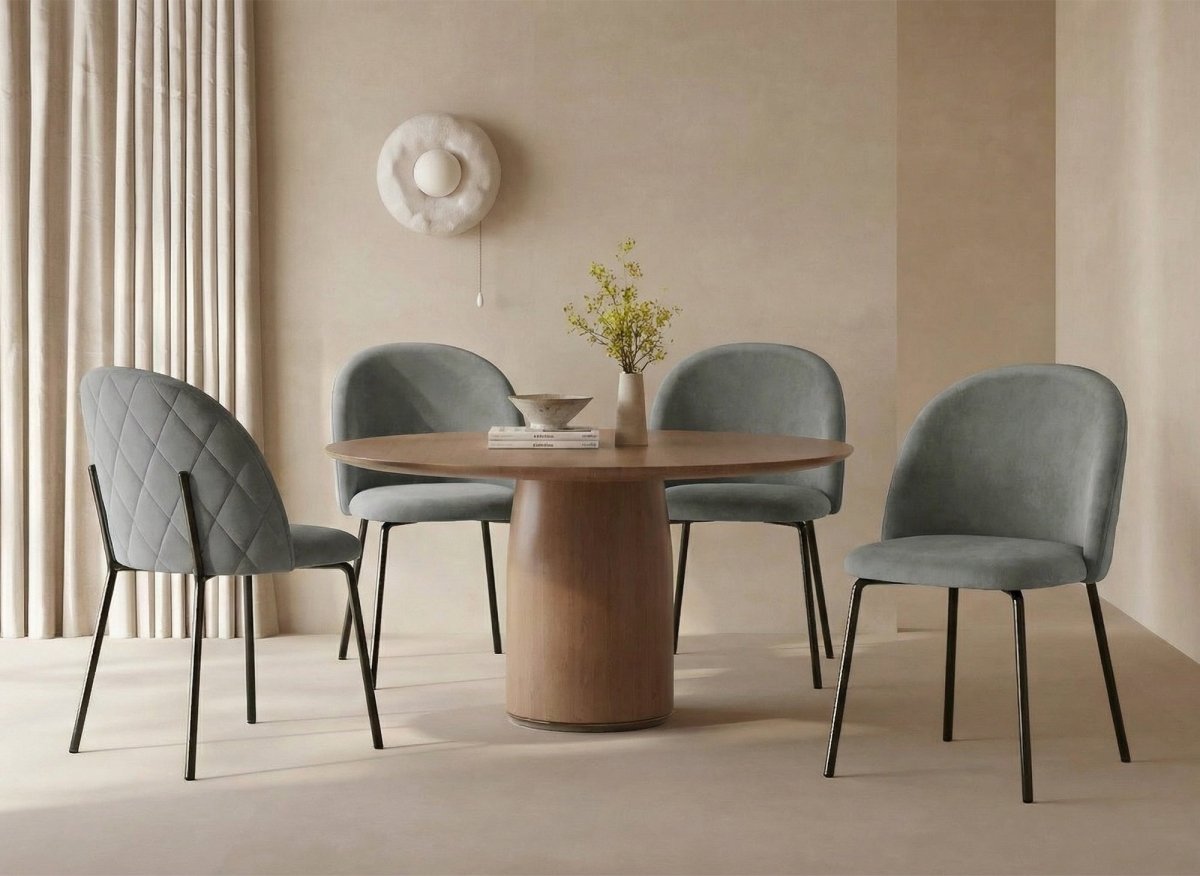 Lot de 2 chaises design en velours gris pieds noirs KENNETH - DécoInParis