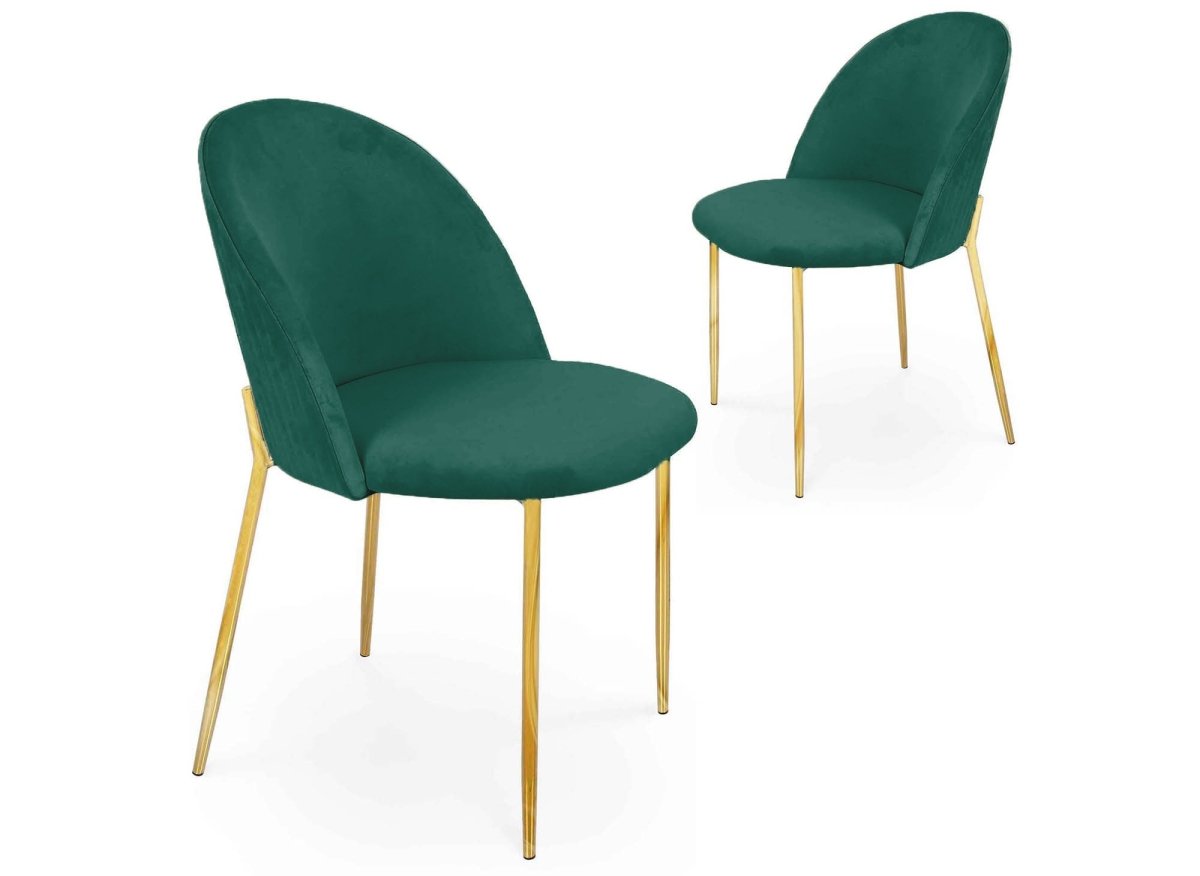 Lot de 2 chaises design en velours vert ARABEL - DécoInParis