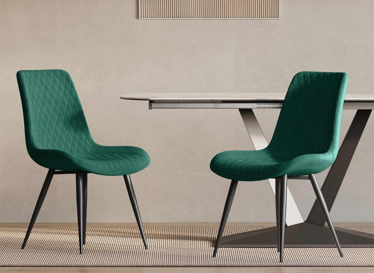 Lot de 2 chaises design en velours vert YOLA - DécoInParis