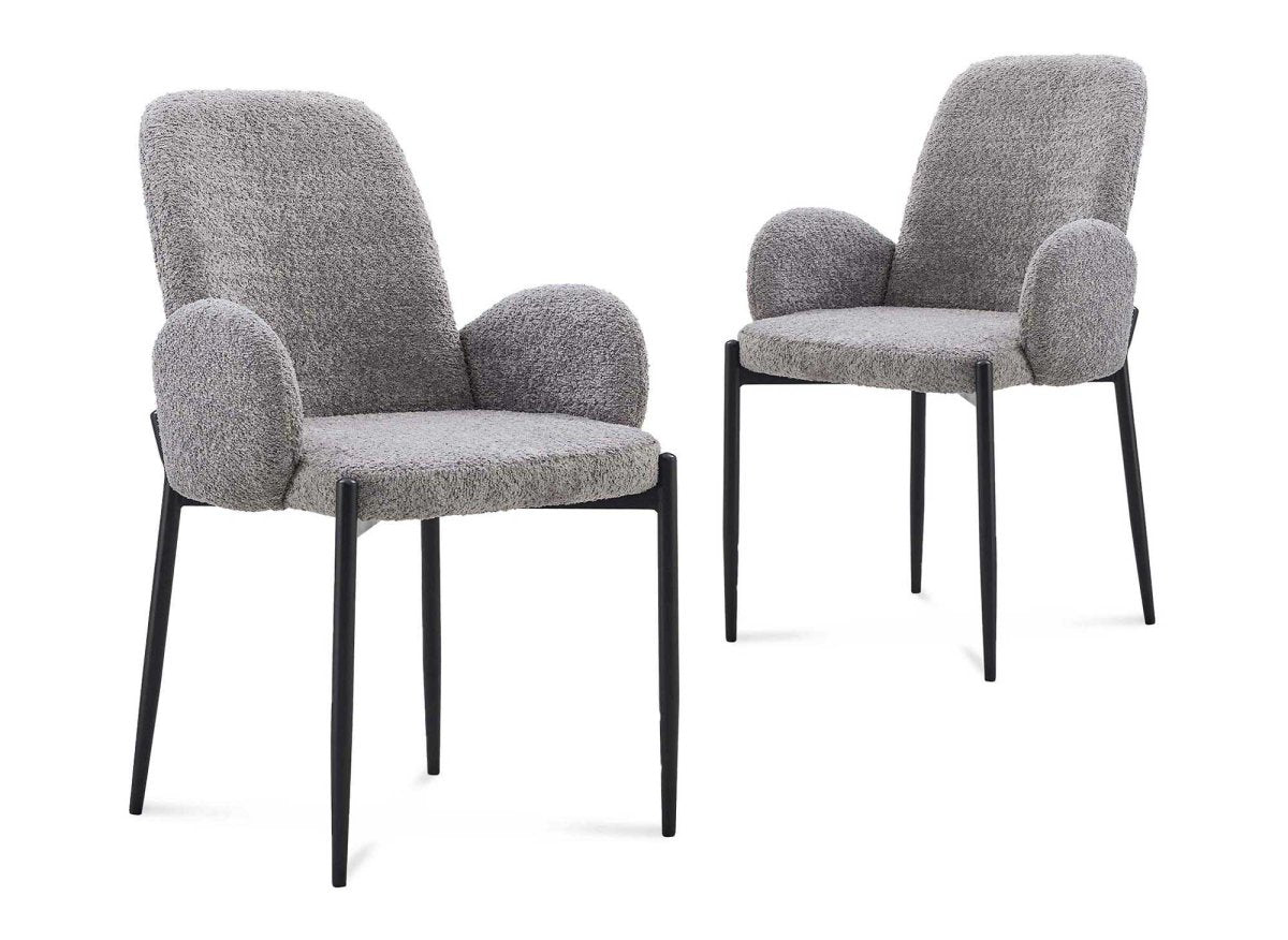 Lot de 2 chaises effet peau de mouton gris KAMILIA - DécoInParis