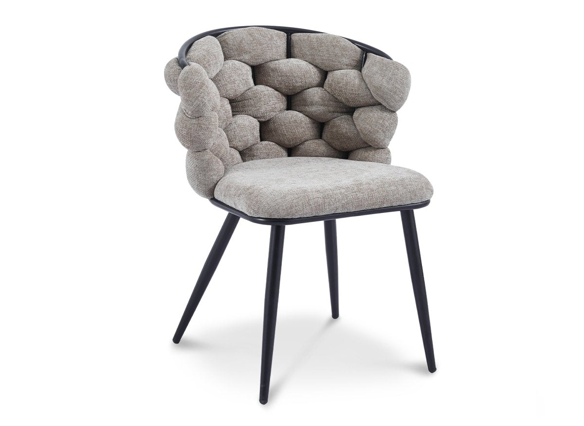 Lot de 2 chaises en tissu taupe pieds en métal noir CECILE - DécoInParis