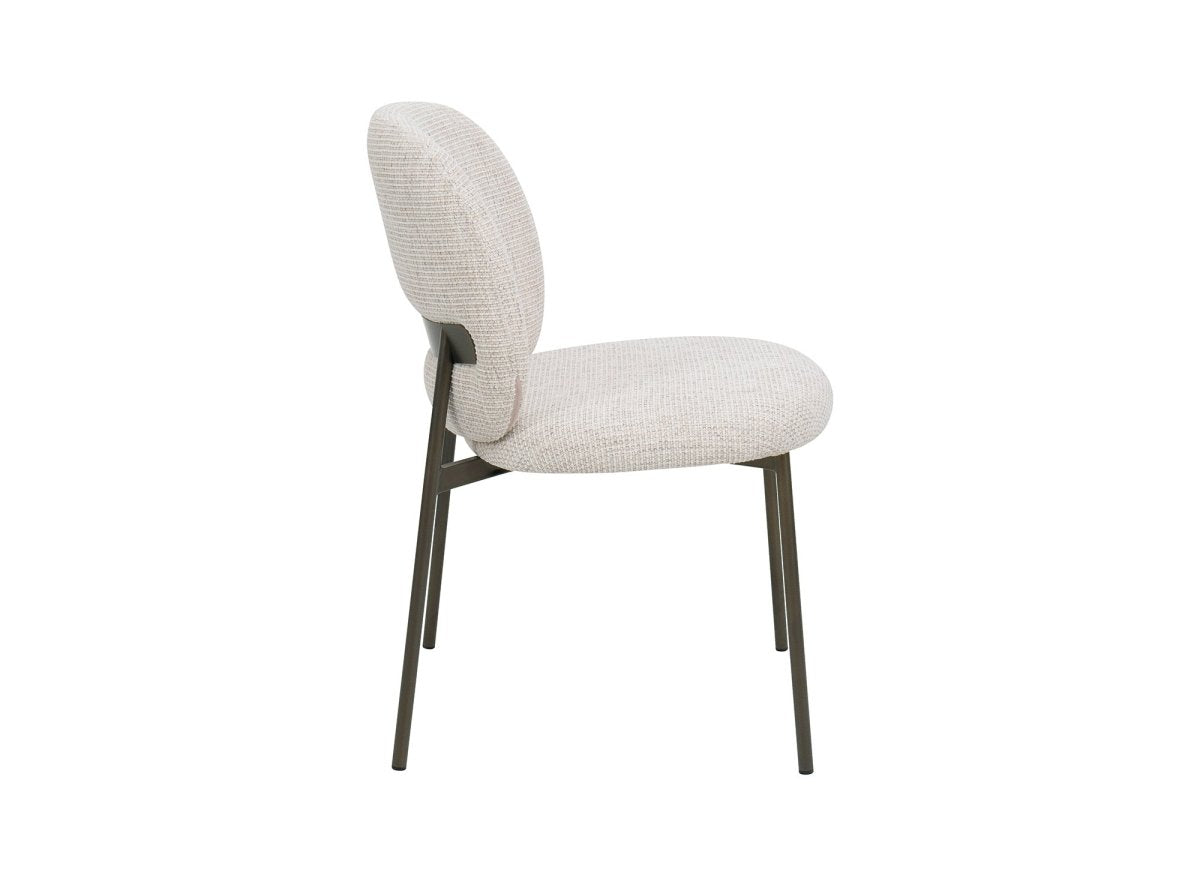 Lot de 2 chaises en tweed écru et pieds en métal marron MARCUS - DécoInParis