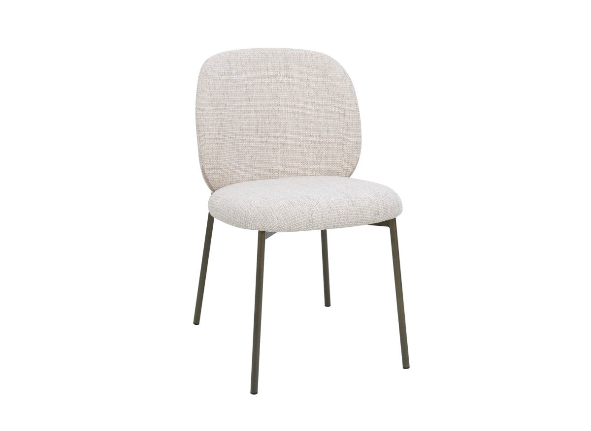 Lot de 2 chaises en tweed écru et pieds en métal marron MARCUS - DécoInParis