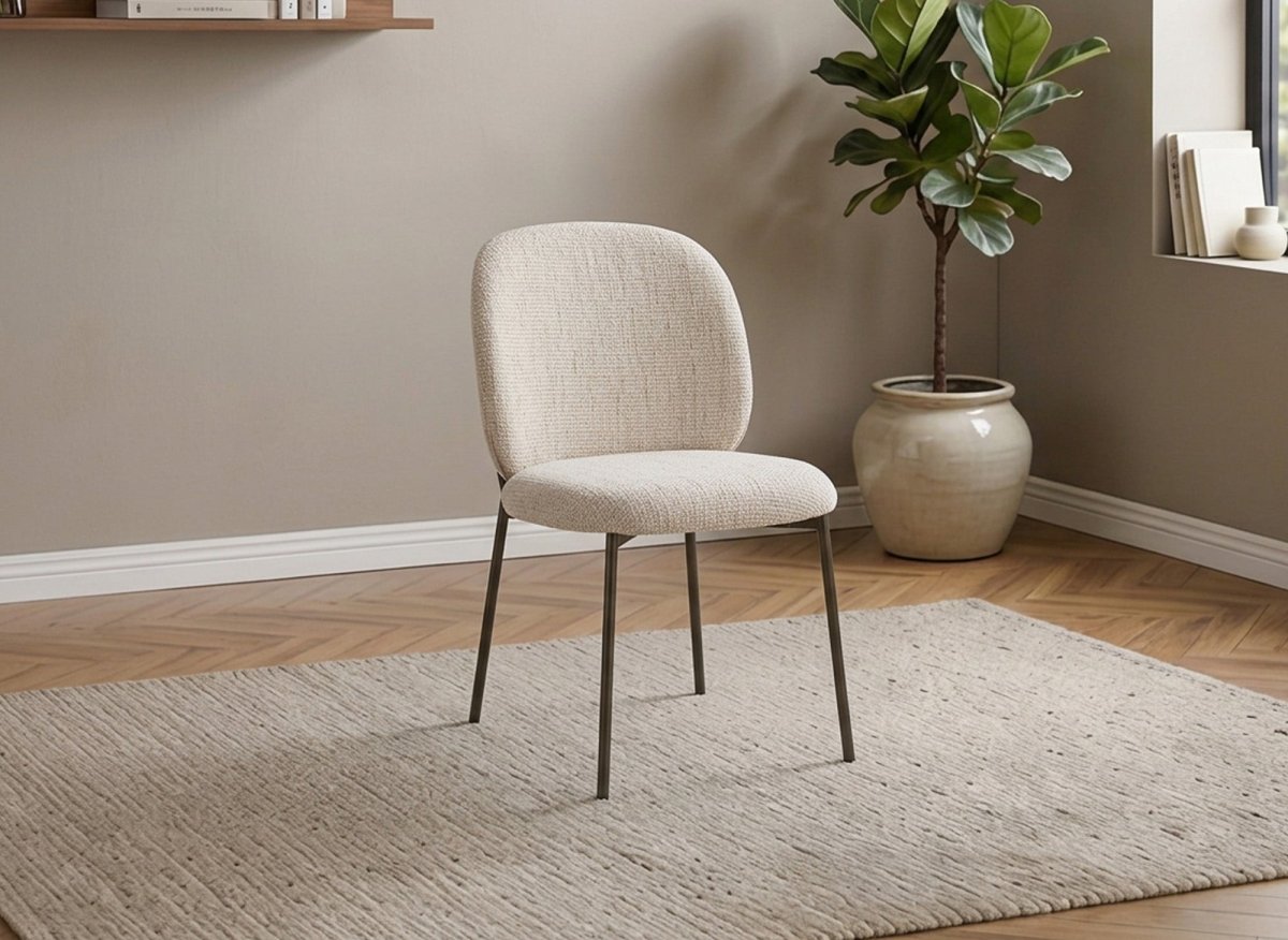 Lot de 2 chaises en tweed écru et pieds en métal marron MARCUS - DécoInParis