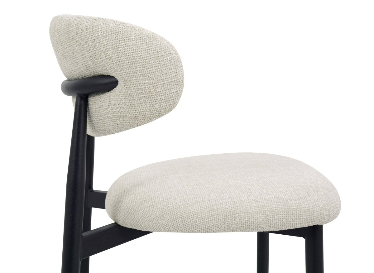 Lot de 2 chaises en tweed écru pieds en métal noir FLAVIA - DécoInParis