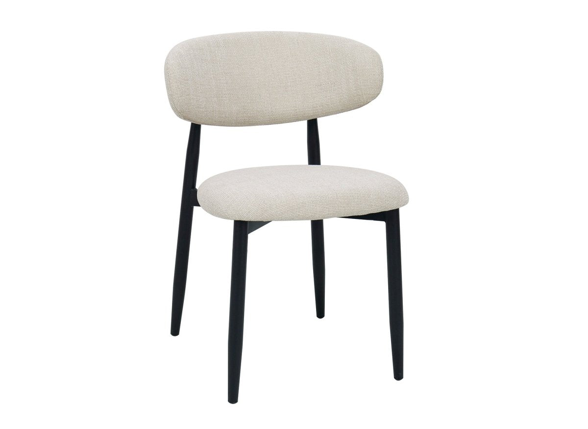 Lot de 2 chaises en tweed écru pieds en métal noir FLAVIA - DécoInParis