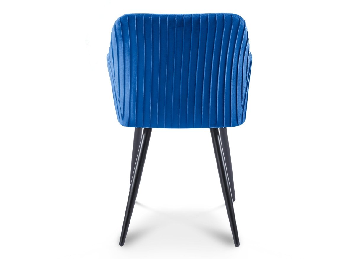 Lot de 2 chaises en velours bleu pieds en métal noir DEVOR - DécoInParis