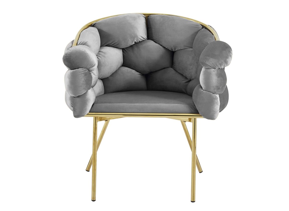 Lot de 2 chaises en velours gris pieds en métal doré CHARLOTTE - DécoInParis