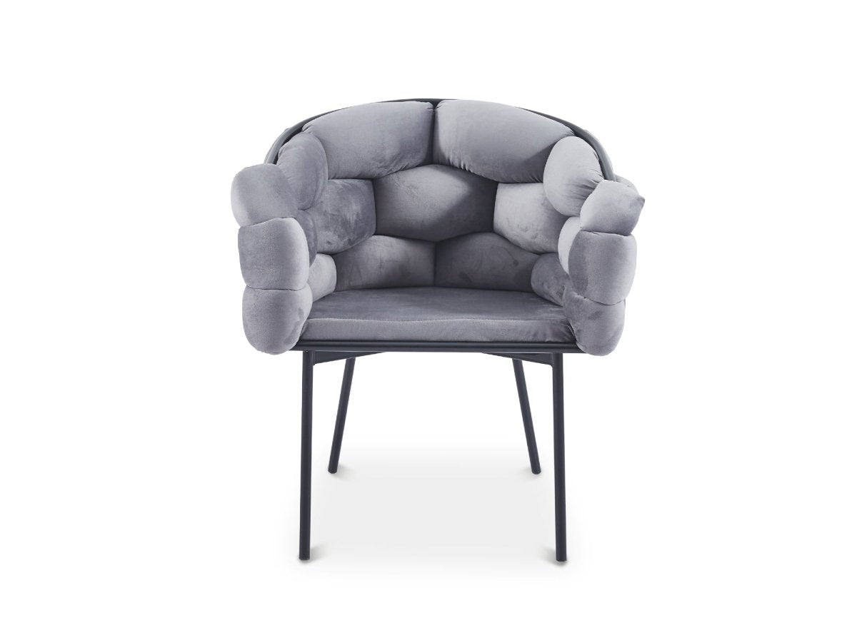 Lot de 2 chaises en velours gris pieds en métal noir CHARLOTTE - DécoInParis