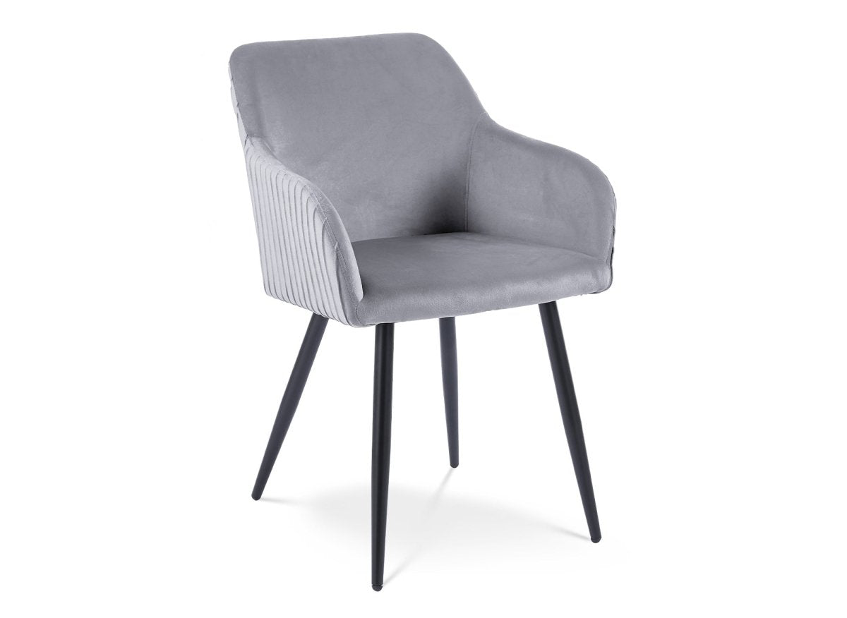 Lot de 2 chaises en velours gris pieds en métal noir DEVOR - DécoInParis