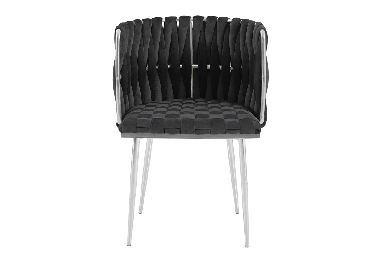 Lot de 2 chaises en velours noir pieds en métal argenté POLO - DécoInParis