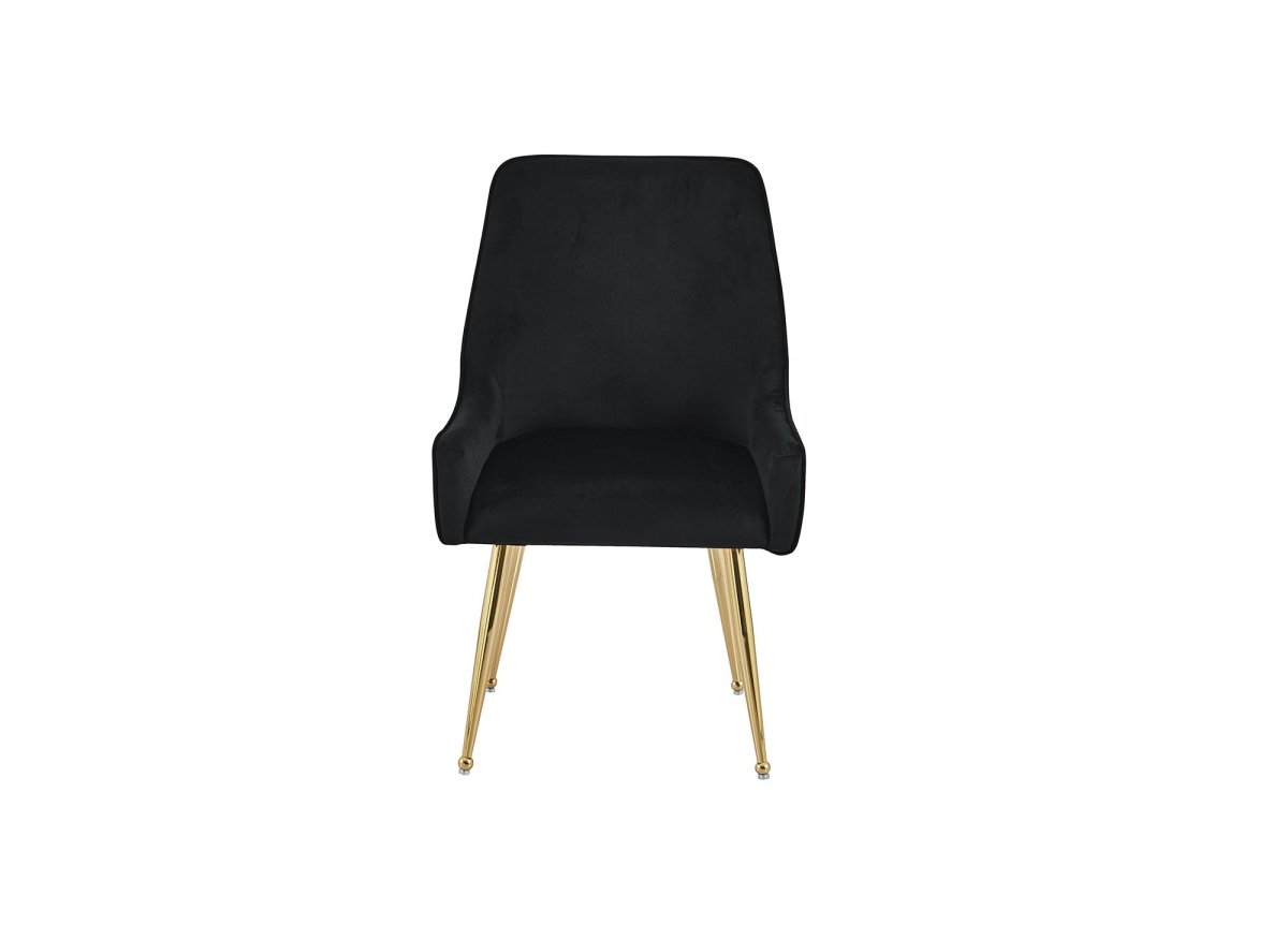 Lot de 2 chaises en velours noir pieds en métal doré DORY - DécoInParis