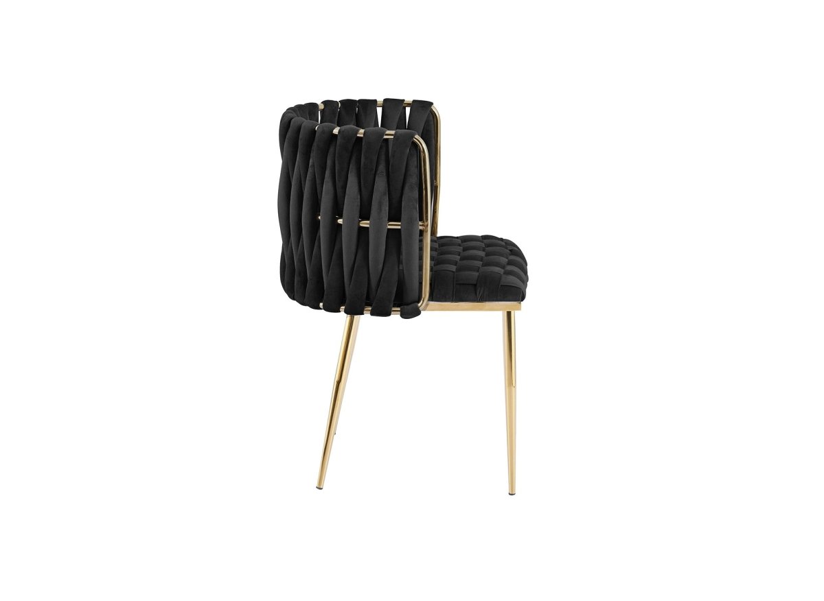 Lot de 2 chaises en velours noir pieds en métal doré POLO - DécoInParis