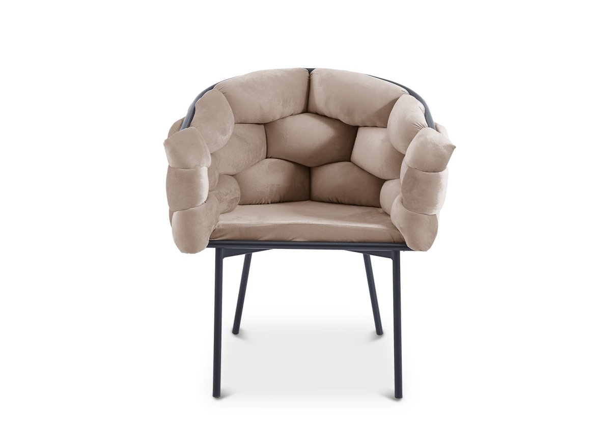 Lot de 2 chaises en velours taupe pieds en métal noir CHARLOTTE - DécoInParis