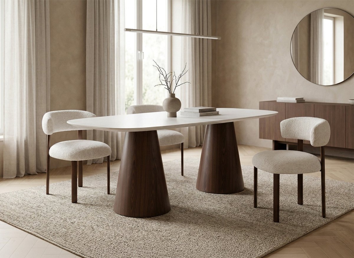 Lot de 2 chaises en velours tissé écru pieds en métal marron LOUISA - DécoInParis