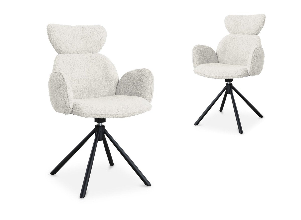 Lot de 2 chaises pivotantes avec accoudoirs en tissu effet peau de mouton beige MAGY - DécoInParis