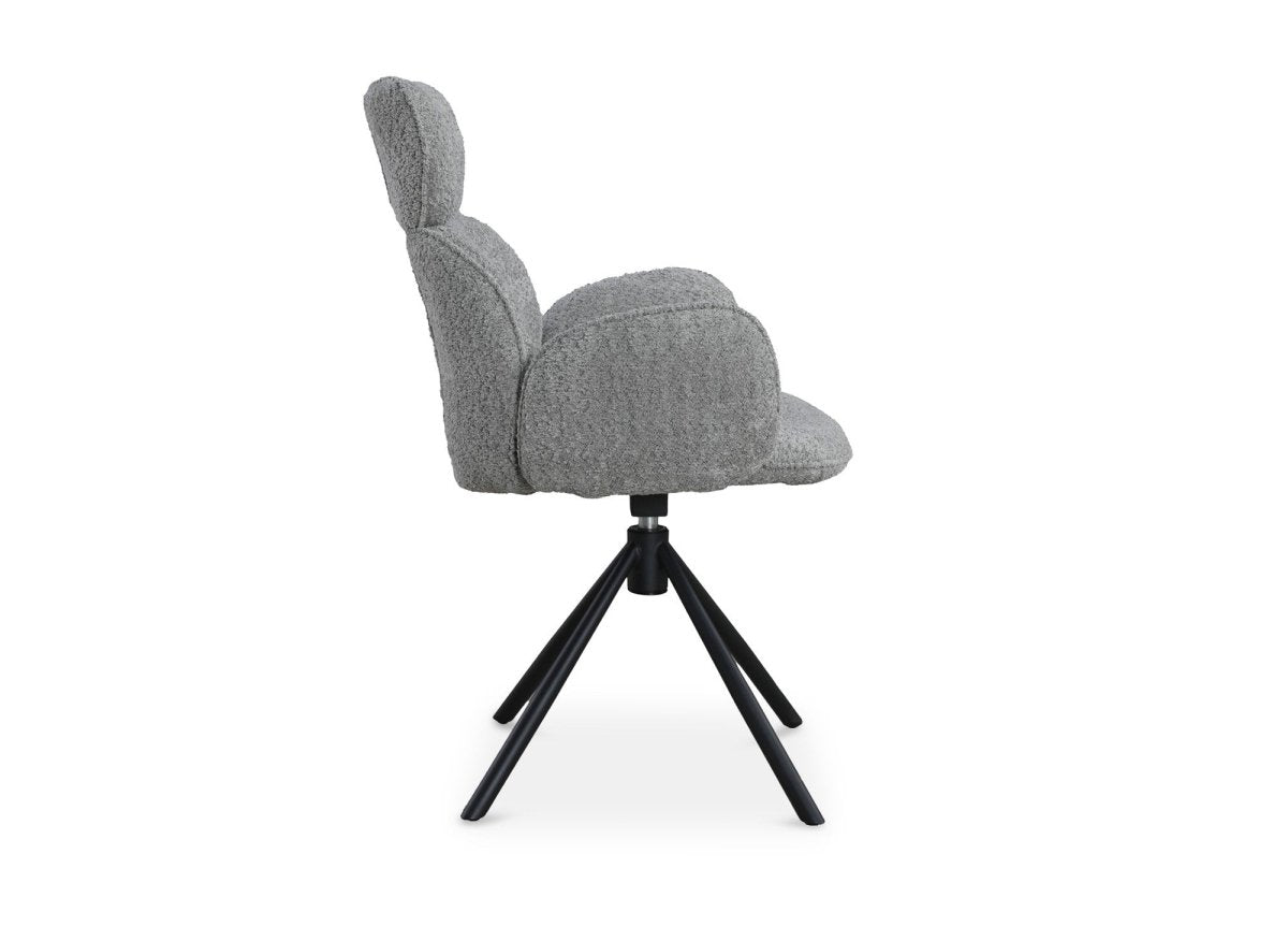 Lot de 2 chaises pivotantes avec accoudoirs en tissu effet peau de mouton gris MAGY - DécoInParis