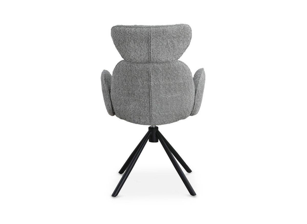 Lot de 2 chaises pivotantes avec accoudoirs en tissu effet peau de mouton gris MAGY - DécoInParis