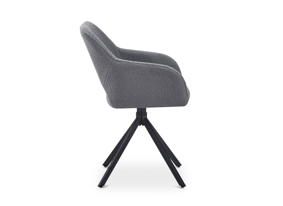 Lot de 2 chaises pivotantes design en tissu bouclette gris CIEL - DécoInParis