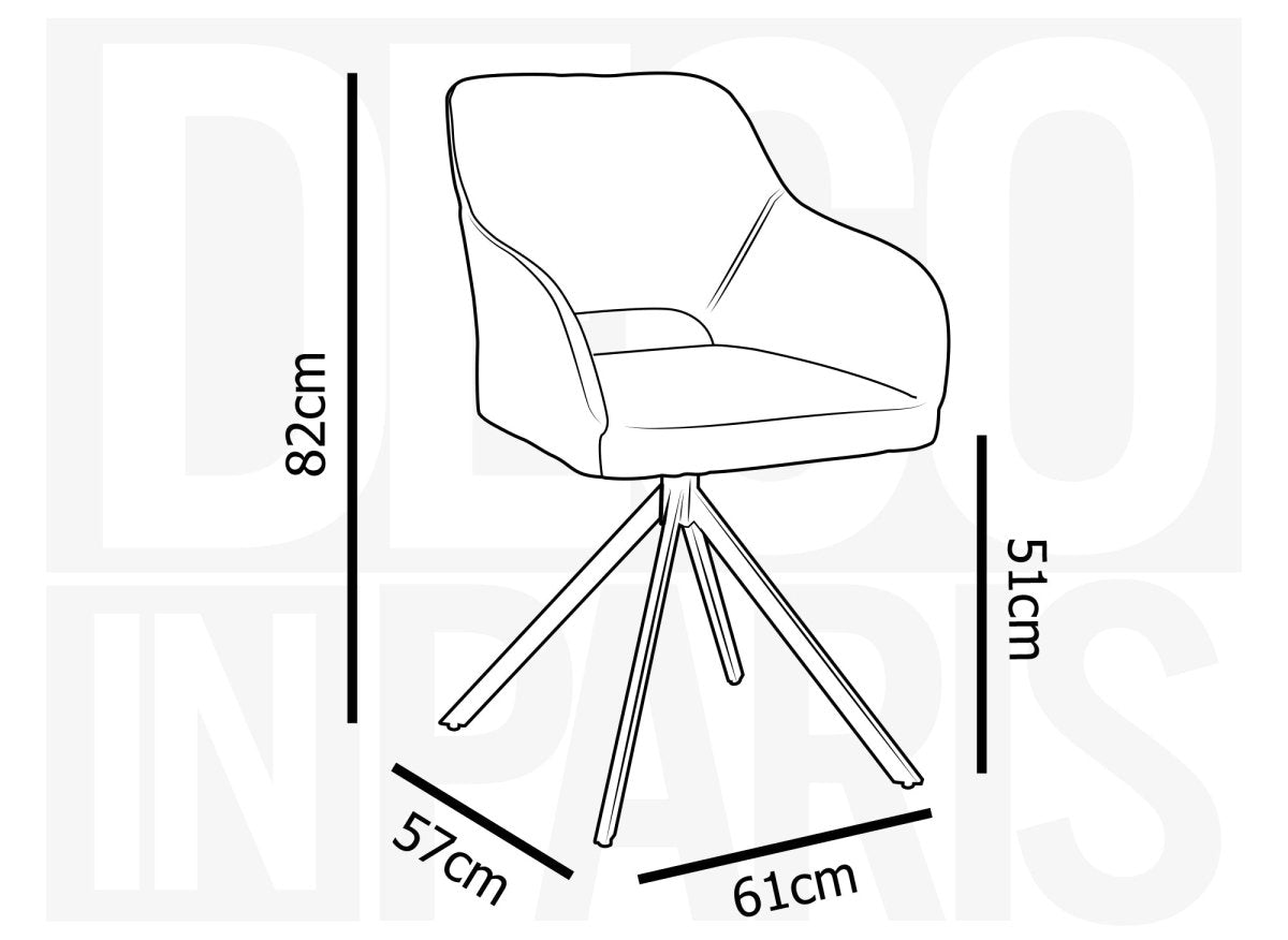 Lot de 2 chaises pivotantes design en tissu bouclette gris CIEL - DécoInParis