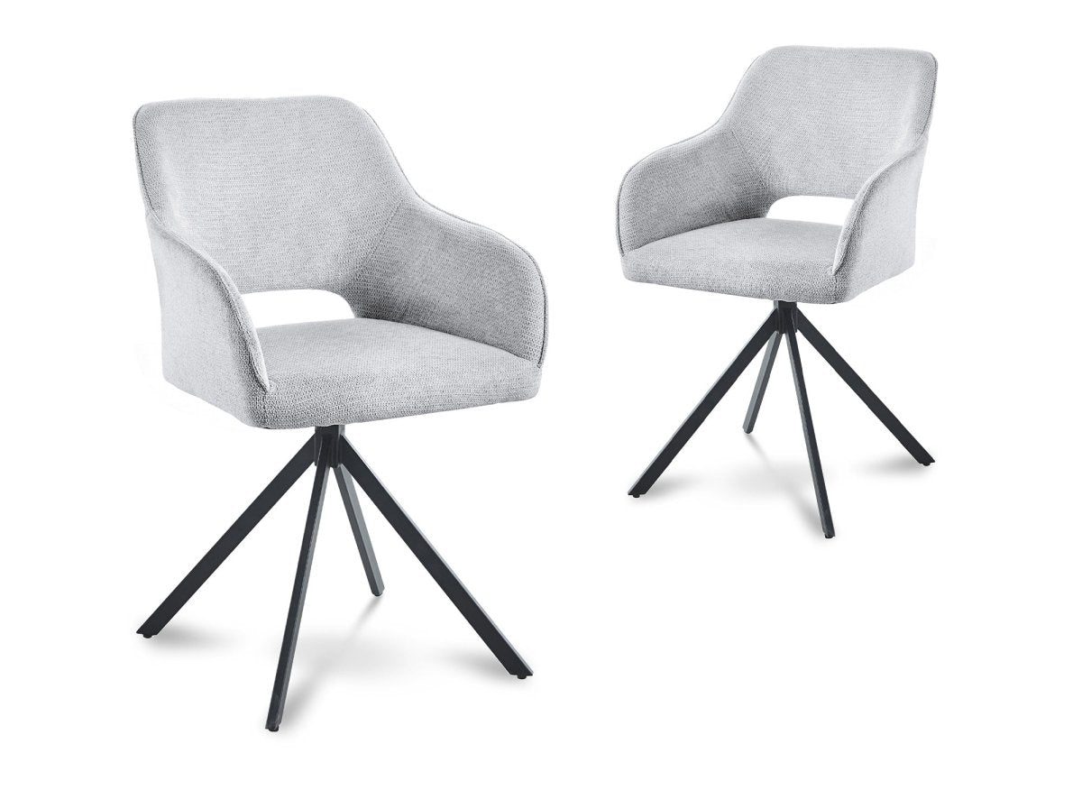 Lot de 2 chaises pivotantes design en velours gris clair CIEL - DécoInParis