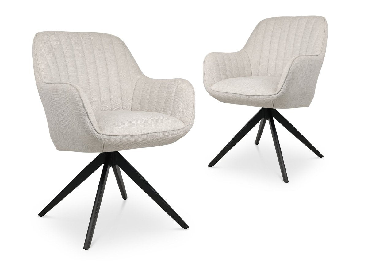 Lot de 2 chaises pivotantes en tissu beige MARLEY - DécoInParis