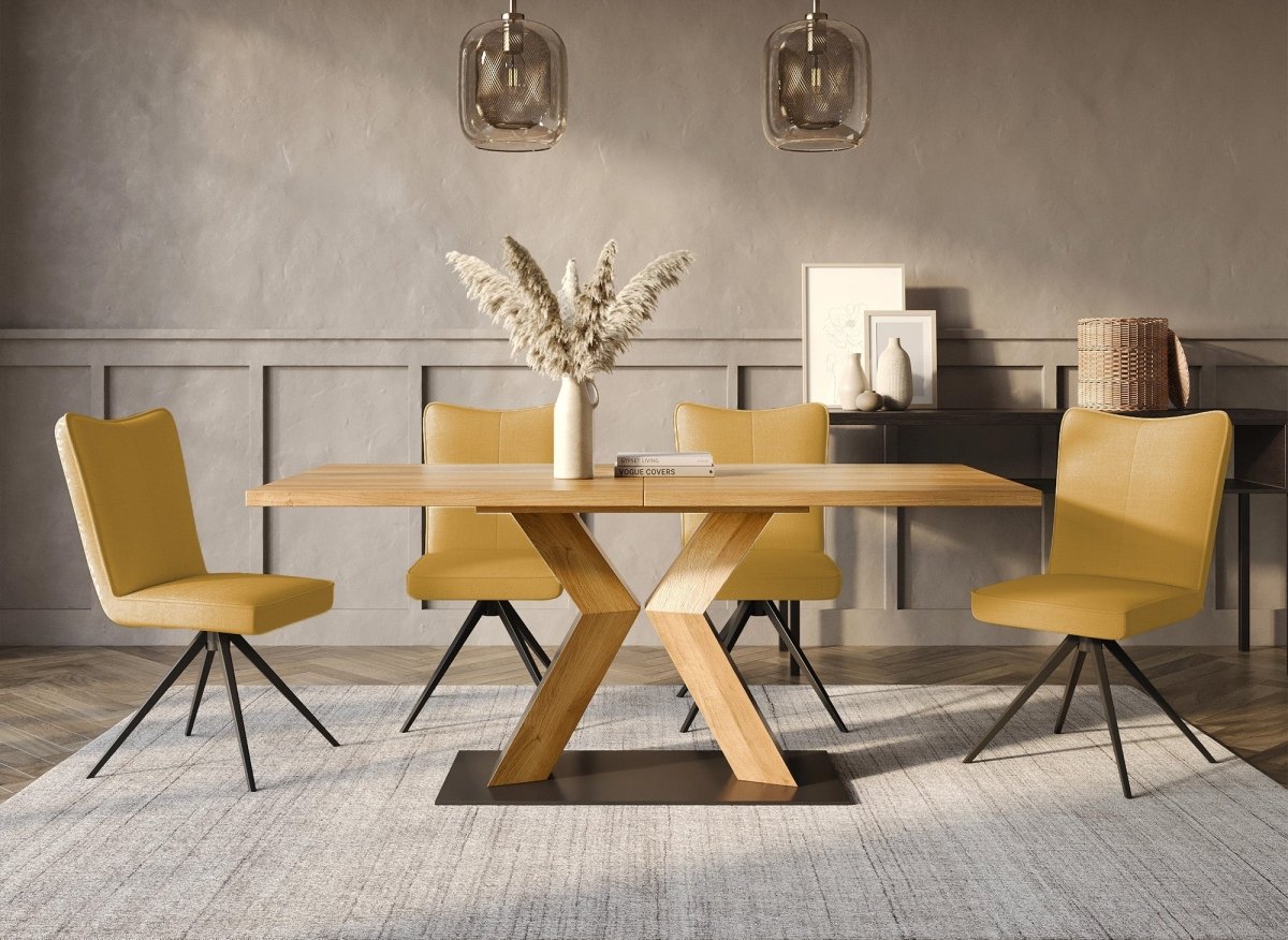 Lot de 2 chaises pivotantes en tissu jaune FELICIE - DécoInParis